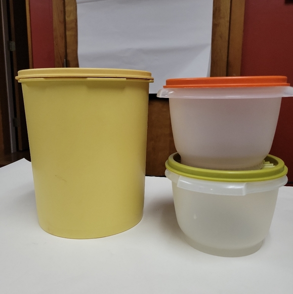 Tupperware Kitchen Vintage Tupperware Yellow Canister W Lid Plus 2